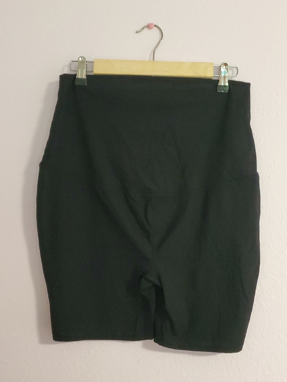 Maternity Motherhood Black Ribbed Biker Shorts